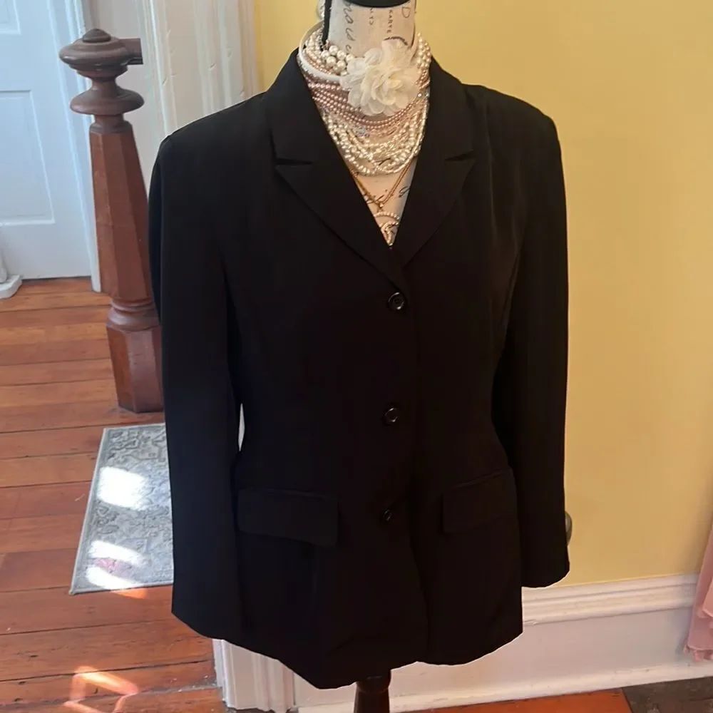 Newport News Lined Black Blazer Jacket Sz 12 EUC